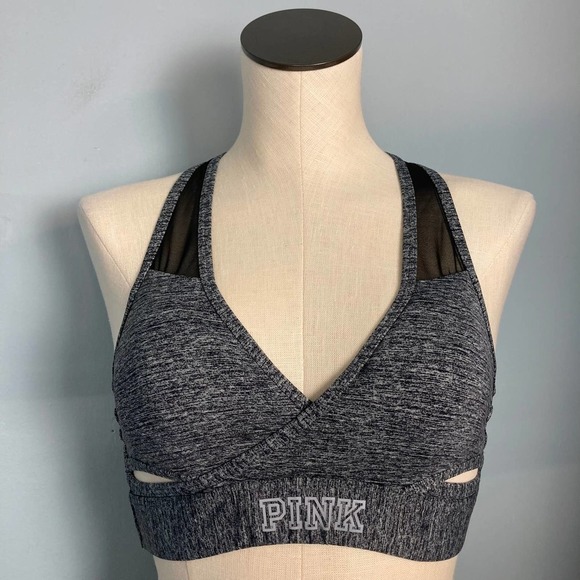 PINK Victoria’s Secret Ultimate Lightly Lined Sports Bra Size S Logo Surplice - Picture 1 of 12